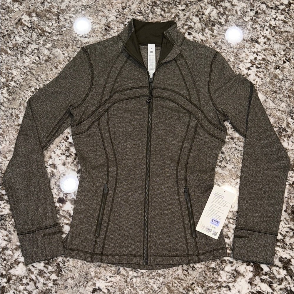lululemon Define Jacket-  Heathered Olive Full-Zip Herringbone